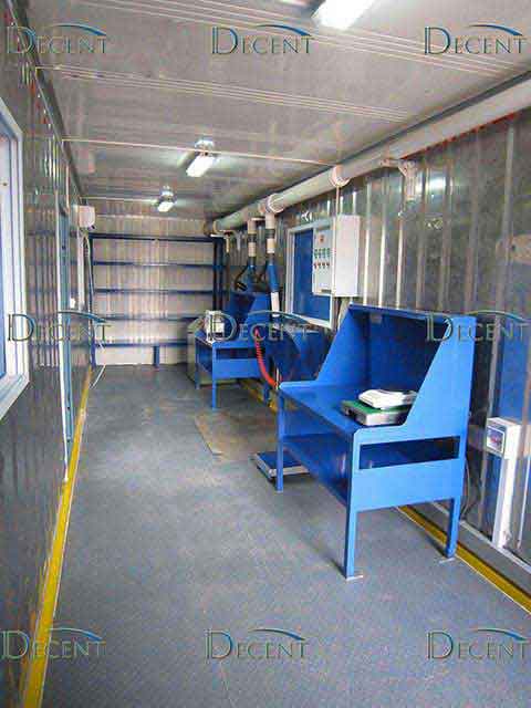 sample preparation containerized laboratory inside view