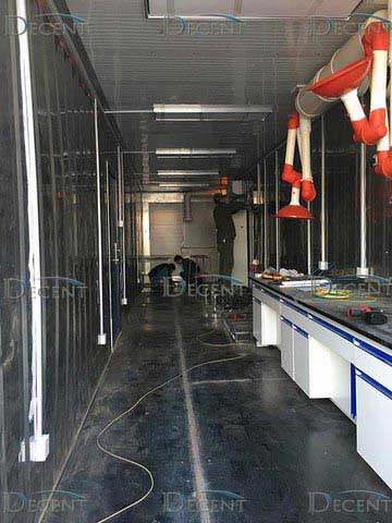 Transportable custom-made containerized laboratory being remodeled