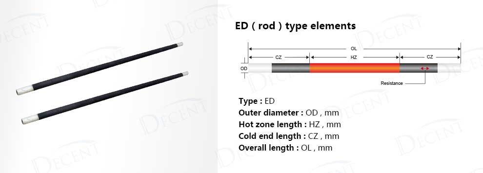 ED rod type silicon carbide heater
