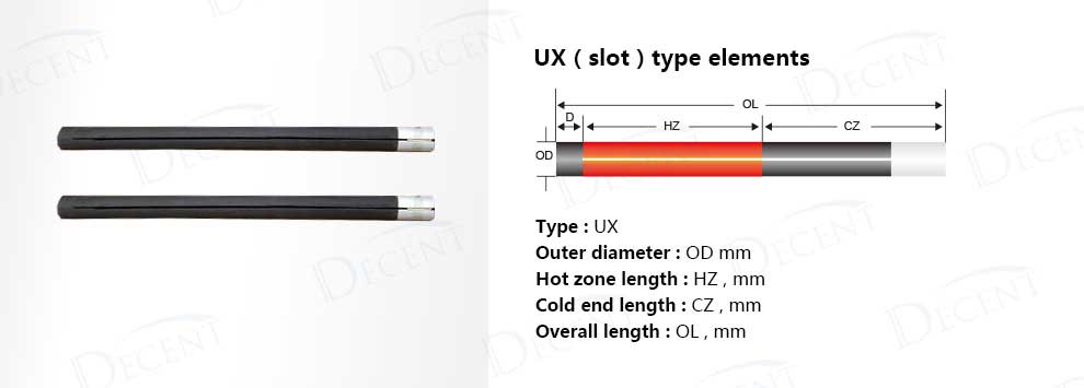 UX slot type silicon carbide heater