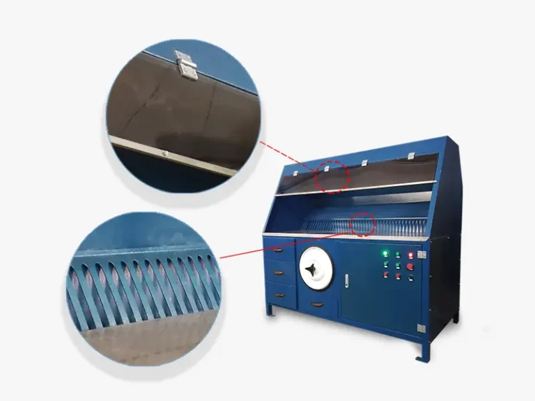DECENT Downdraft Workstation Detail Reinforced Hinges & Slotted Airflow Grille