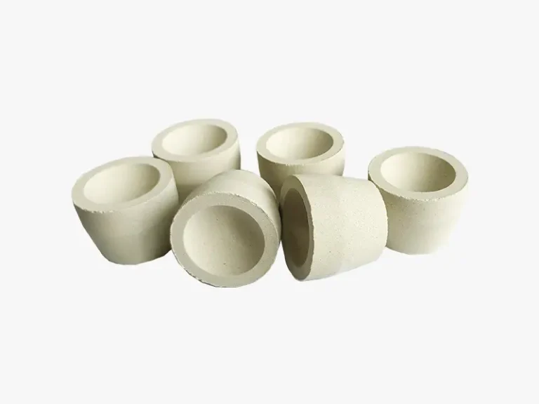 DECENT Magnesia Cupels for gold assay, showcasing six cupels.