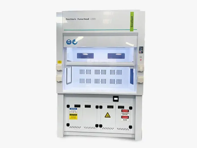 DECENT Perchloric Acid Fume Hood - Front View with Safety Labels
