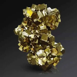 5 Stunning The Minerals Types That Will Amaze You - Nature's Hidden Treasures 25 A large, complex cluster of shiny, metallic-yellow pyrite crystals, a form of iron disulfide also known as 'fool's gold'.
