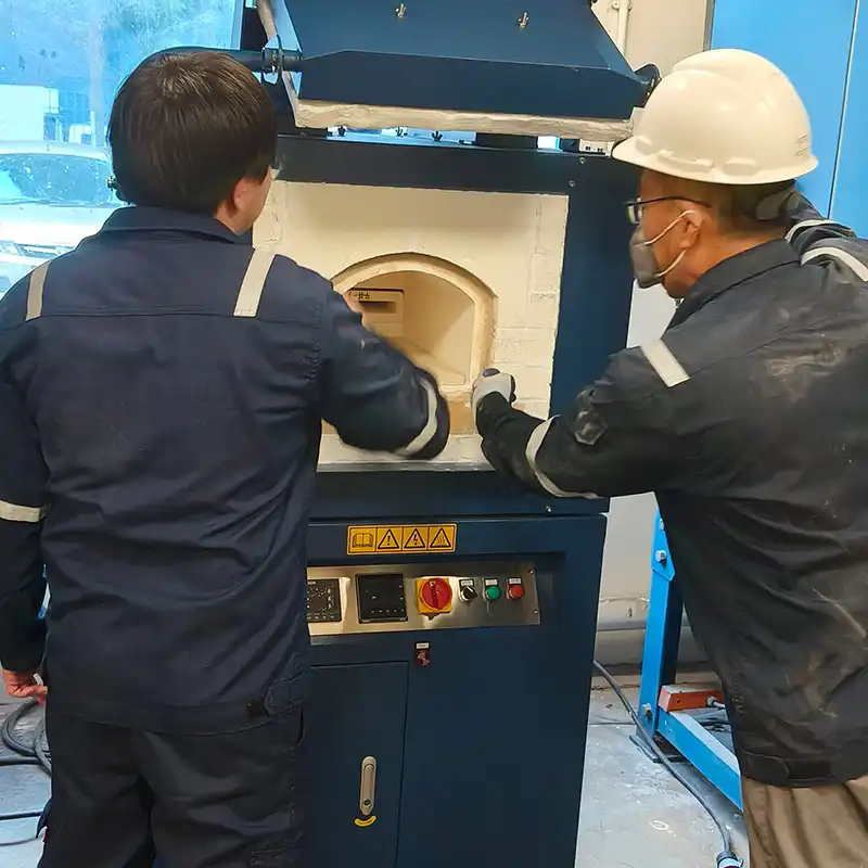 Fire Assay Laboratory Equipment Triumph: Qingdao Decent Group Completes Critical Singapore Upgrade 2025 5 Muffle furnace operation