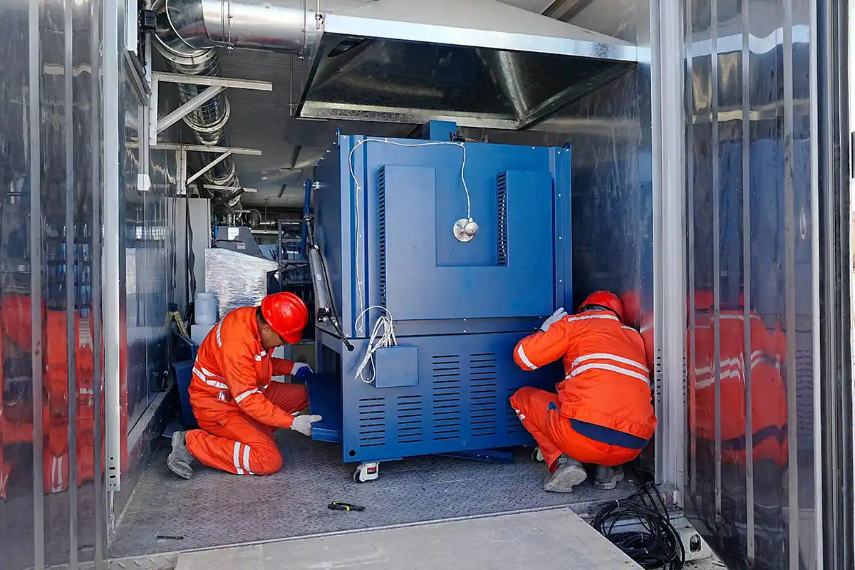 Modular Gold Assay Lab: Triumphant Delivery of All Four Units in Harsh Central Asia 9 On-site equipment installation