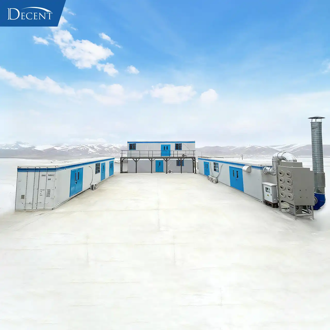 Interior view of DECENT containerized mineral lab with fusion furnace, cupellation furnace, and sample prep equipment