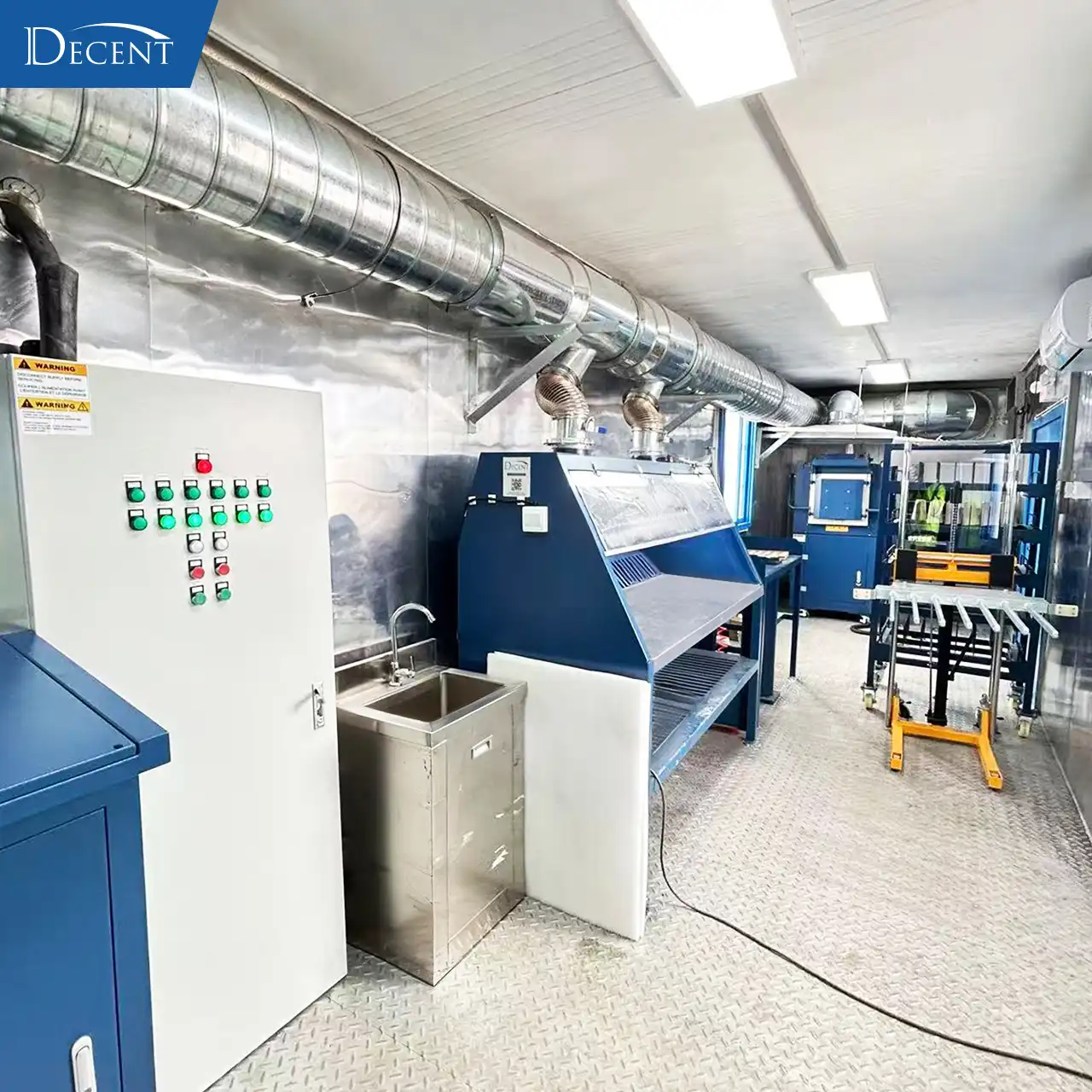 DECENT's Advanced Mobile Laboratories: Redefining the Power of On-Site Analysis 11 Close-up of DECENT automatic fusion furnace control panel with digital interface and safety features