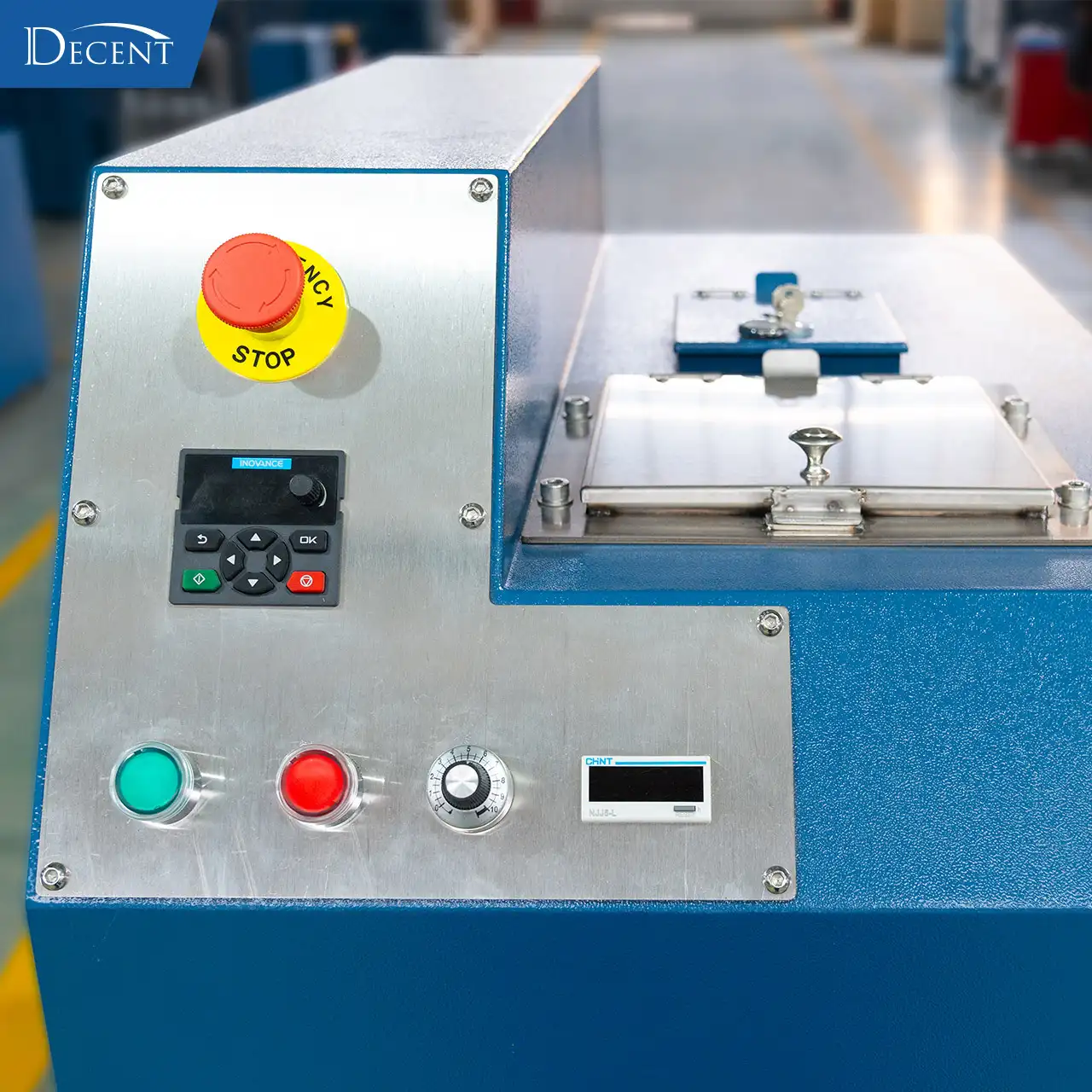 Qingdao Decent Group Jaw Crusher & RSD Combo control panel, industrial HMI and safety switches for automated lab sample preparation equipment