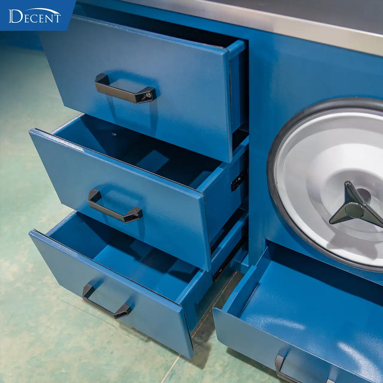 Qingdao Decent Group mineral lab dust control workbench with integrated storage drawers for organized sample prep