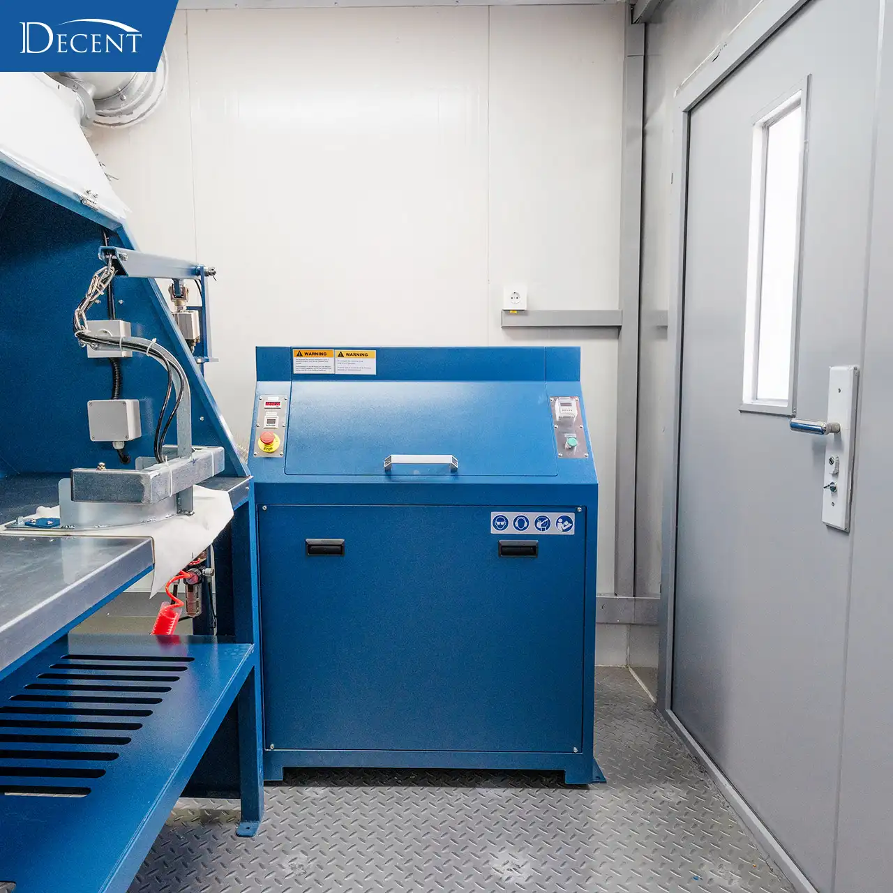 Grinding mill equipment inside Qingdao Decent Group's Australia sample preparation containerized mining lab, on-site ore pulverization solution