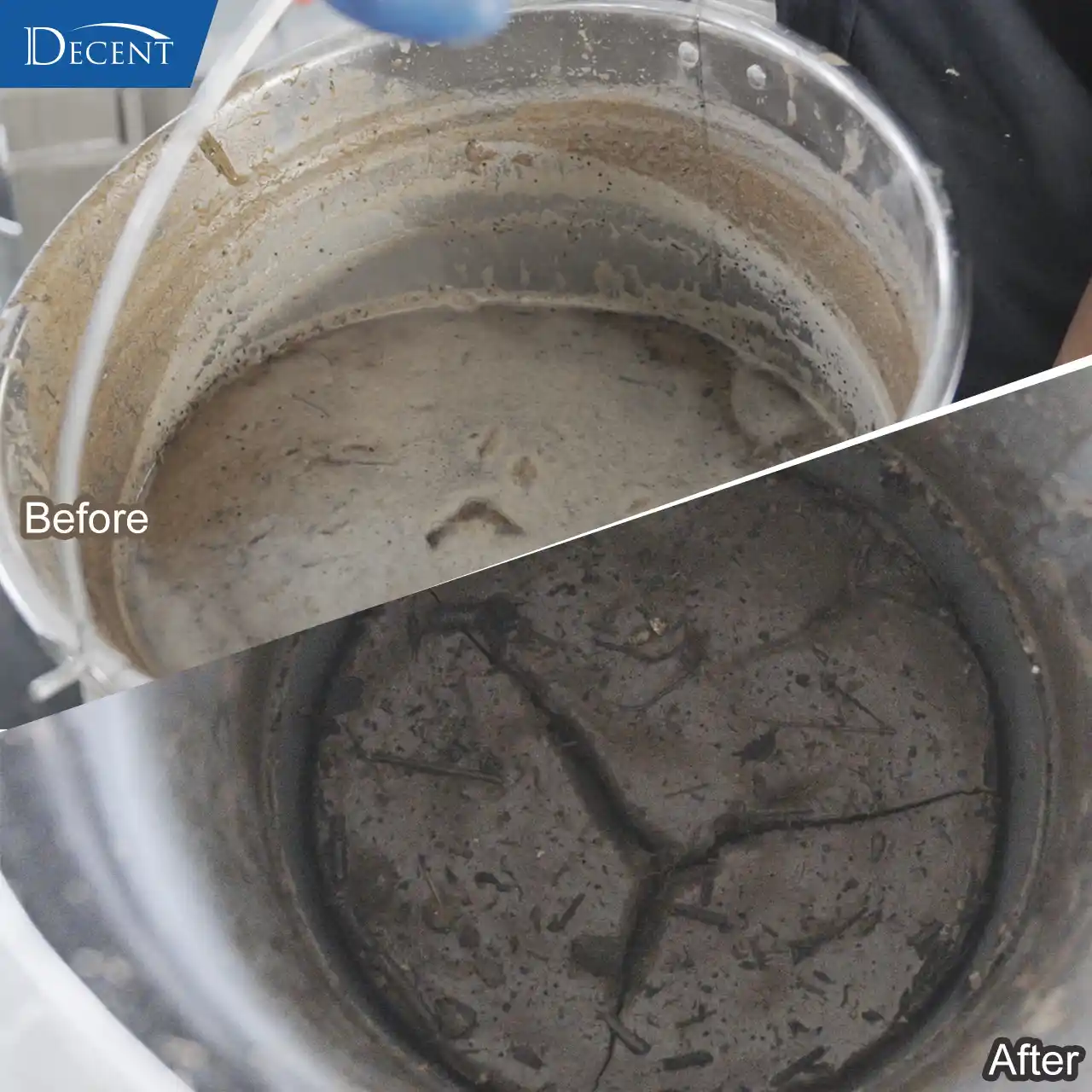 6 Key Tips to Avoid Costly Mistakes When Buying Vertical Cylinder Lab Filter Press for Global Mineral Labs 2 Qingdao Decent Group vertical cylinder lab filter press practical test before and after dewatering effect with mineral slurry and solid filter cake