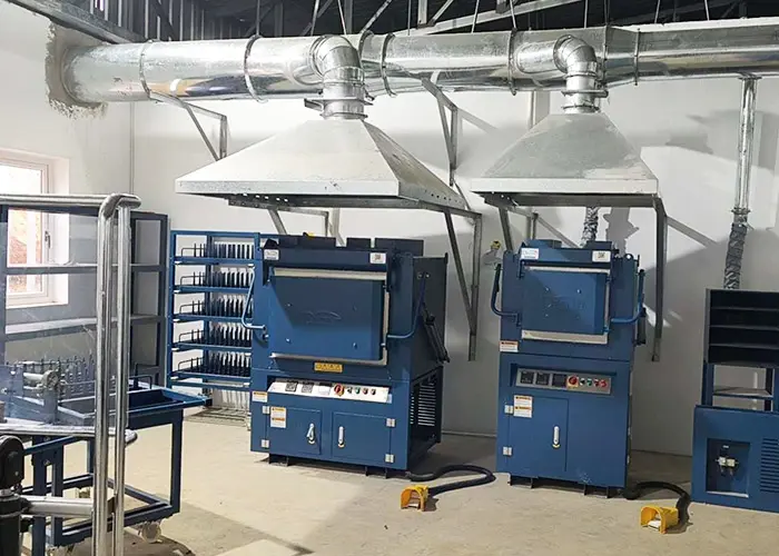 Complete core‑equipment overview of Laos fire‑assay lab with fusion furnace and cupellation furnace supplied by Qingdao Decent Group for turnkey mineral laboratory construction